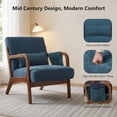 thumbnail image 3 of edx Accent Chair, Mid-Century Modern Arm Chair with Wood Frame, 1-Seat Cushioned Sofa for Living Room, Bedroom, Balcony, Dark Blue, 3 of 9