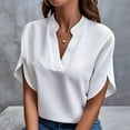 thumbnail image 3 of True To Size Fit Women's Fashion Tee, Blouses for Women Dressy Casual Black Beach Tops Cute Summer Womens Shirts Spring Outfits 2025 Trendy Short Sleeve Ladies and Basic Tees White M, 3 of 4