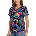 thumbnail image 2 of Wukai Tropical Palm Leaves Classic V-Neck T-Shirt for Women: Comfortable, Stylish, and Versatile Wardrobe Essential-Large, 2 of 7