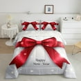 thumbnail image 2 of jejeloiu Happy New Year Queen Comforter Set,Red Bow Bowtie Bedding Sets,Rmerry Christmas Bedding Comforter Set For Men Women,Ultra Soft Home Decor Reversible,3 Pieces, 2 of 8