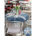 thumbnail image 5 of Outdoor Tablecloth with Umbrella Hole for Patio/Picnic/Party/Camping, Blue Coastal Waterproof Table Cloth Round Cover Washable, Summer Ocean Beach Nautical Modern Starfish (Dia 54"), 5 of 9