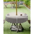 thumbnail image 4 of nqOlkjepod Grey Beige Ombre Outdoor Tablecloth with Umbrella Hole & Zipper, Minimalist Ocean Waves Linen Round Table Cover 54 Inch, Dining Waterproof Table Cloth Protector for Patio/Party/Picnic, 4 of 7