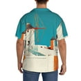 thumbnail image 3 of Yiaed Colorful Greek Windmills Print Mens Casual Wrinkle Free Shirts Short Sleeve Button Down Summer Stretch Dress Shirt-Large, 3 of 5