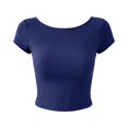 thumbnail image 4 of Women Backless Going Out Tops Short Sleeve Slim Fit Summer Open Back Tops Casual Lightweight Daily Wear Outfit by Yigetop Navy S, 4 of 5
