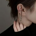 thumbnail image 2 of 925 Sterling Silver No Piercing Cuff Earrings Chain for Women Wrap Earrings Tassel Clip On Ear, 2 of 12