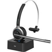 Mpow 5.0 Bluetooth Headset, Wireless Headphone with Charging Base for PC, Laptop, Truck Driver, Office, Call Center, Skype