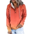 thumbnail image 1 of Womens Print Gradient Color Loose Long Sleeve Button Hoodie Sweater Top, 1 of 9