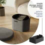 Hearth & Harbor Oval Storage Ottoman Bench, Boucle 18 Ottoman with Storage , Grey