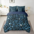 thumbnail image 2 of Feelyou Blue Cheetah Print Twin Bedding Sets 7-Piece, Glitter Sequin Diamond Bedding Comforter Set, Teens Adult Kid Reversible Sheet Sets, Super Cozy Room Decor, 2 of 7