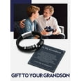 thumbnail image 5 of Bandmax 8.26'' Black Leather Bracelet for Men Double Wax Rope Cuff Norse Style Celtic Knot Beads Link Wristband Gift with Card for Grandson, 5 of 10