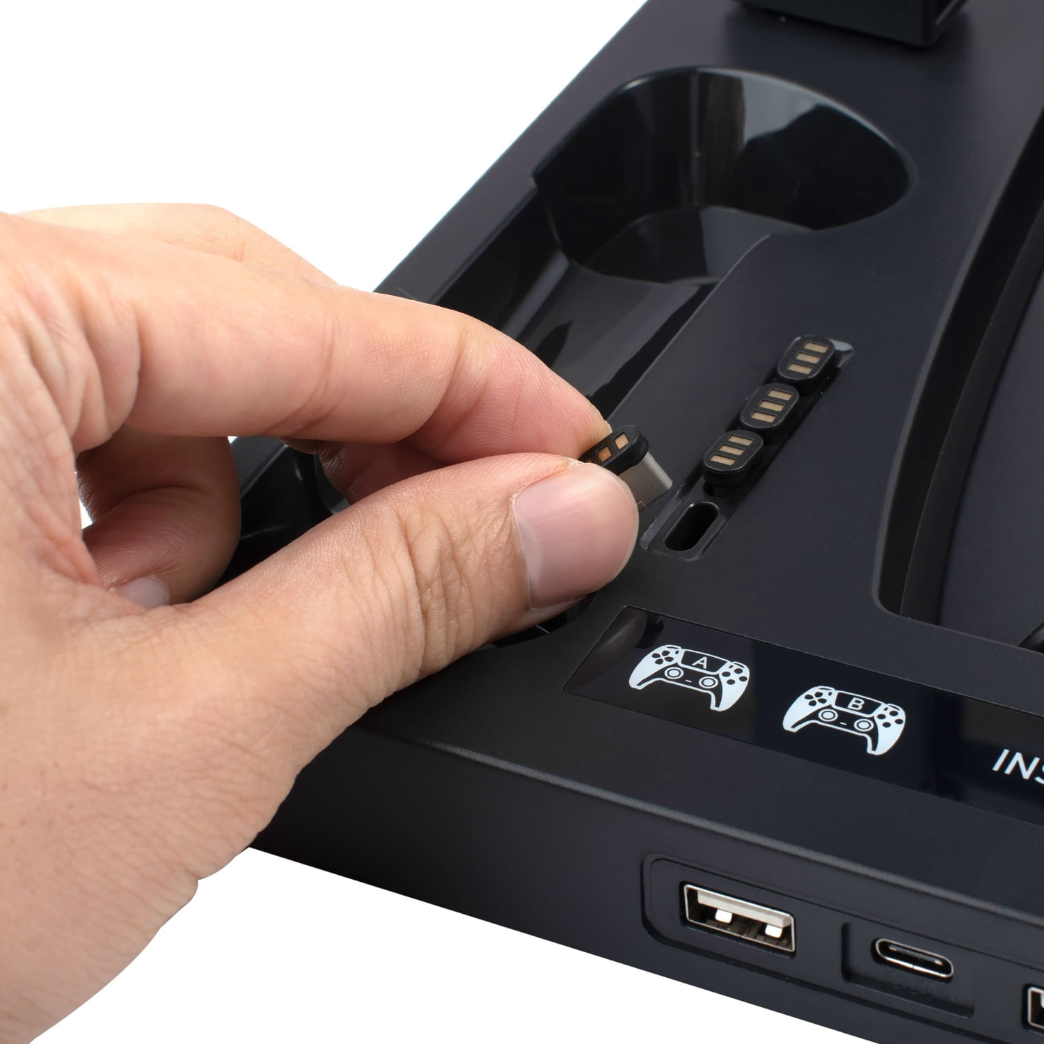 For PS5 Stand and Cooling Station with Dual Controller Charging Dock Charger, Cooling Fan, Headphone Holder, Video Game Storage, USB Hub