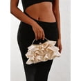 thumbnail image 4 of Women's Elegant Ruffle Evening Clutch Bag with Metal Handle, Floral Inspired Handbag for Wedding Party Prom, 4 of 7