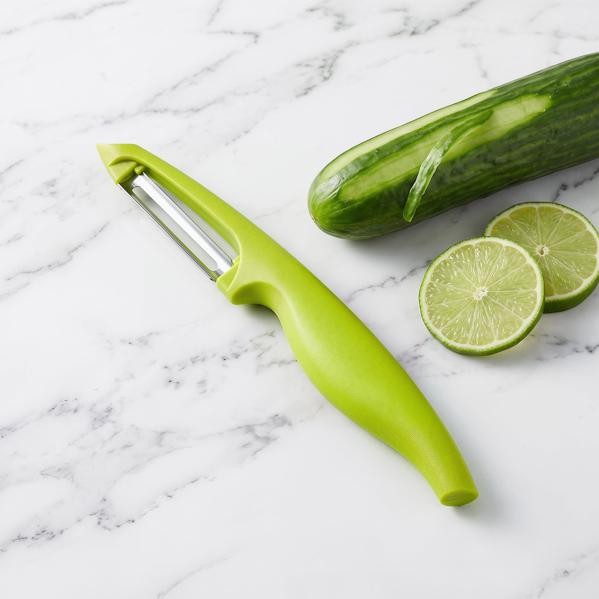 Unique Bargains Plastic Vegetable Peeler with Comfortable Ergonomic Handle Green 7.3x1 in