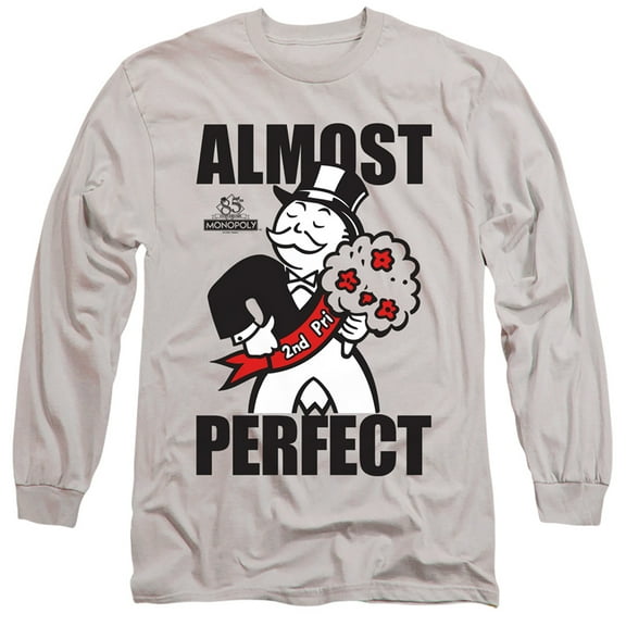 Monopoly Almost Perfect Long Sleeve Adult 18/1 T-Shirt Silver