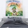 thumbnail image 3 of Happy St. Patrick’s Day Bulldog with Green Hat Shamrocks Rainbow Tapestry Dog Lover Gifts Idea Wall Hanging Backdrop Home Decor - 03007, 3 of 5