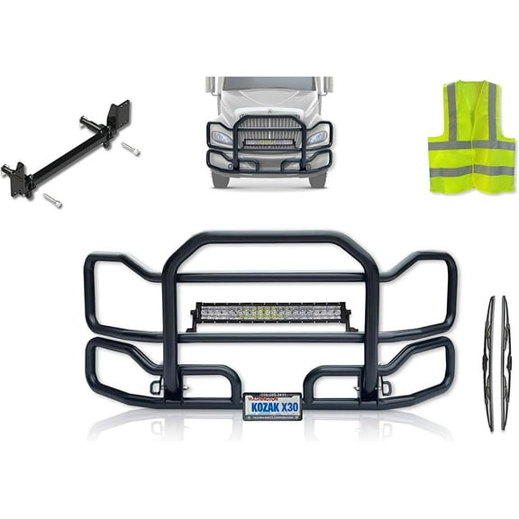 Kozak Semi Truck International Prostar (Plastic Bumper) 2008  Front Grille Deer Bumper Guard Black