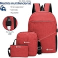 thumbnail image 2 of Mochila Antirrobo Bluelander 3 Piezas con Puerto USB y Puerto para Audífonos Rojo, 2 of 6