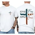 thumbnail image 3 of Unisex Patriotic Christian T-Shirt, “Stand for the Flag, Kneel for the Cross” Double-Sided 4th of July Graphic Tee, Cotton Crew Neck Shirt, Sizes S–5XL, 3 of 7