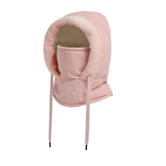 Pasamontañas de esquí con capucha, calentador de cuello, gorro de forro polar, térmico, poliéster, transpirable, resistente al viento Niños rosados