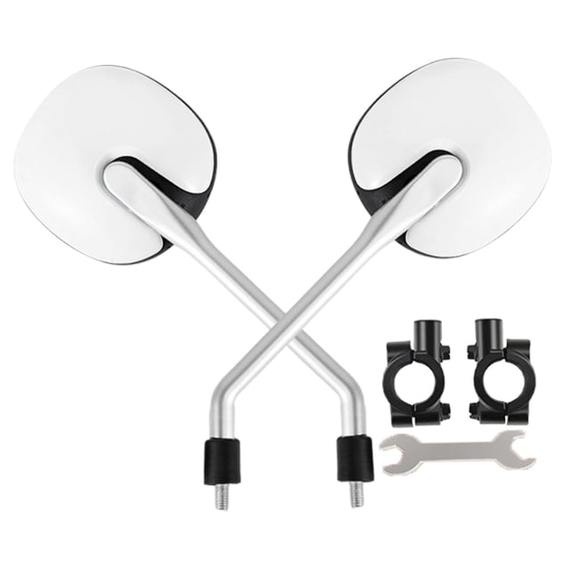 guohui 2 Pieces Bicycle Rearview Mirror Wide View Bar End Mirror Electric Bike Rearview White