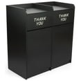 thumbnail image 1 of Displays2go 36 Gallon Dual Waste Receptacle, Side by Side Design, ?Thank You? Message, MDF Construction ? Black (LCKDPZSSBK), 1 of 1