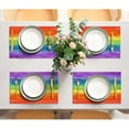 thumbnail image 4 of Placemats Set of 4,Colorful Strip Rainbow,Washable Burlap Woven Heat Resistant Placemat for Dinning Table,Farmhouse,Outdoor,18X12 Inch, 4 of 5
