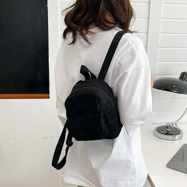 Bolso Mini mochila de moda para mujer mochilas pequenas solidas de pana mochilas de viaje Retro