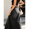 thumbnail image 5 of High Waist Women Casual A Line Long Denim Skirt with Pocket, 5 of 6