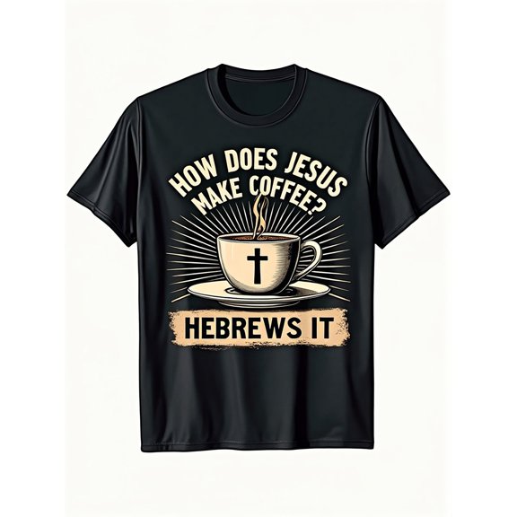 Men's Funny Christian T Shirt How Does He Brews It HeBrews It!