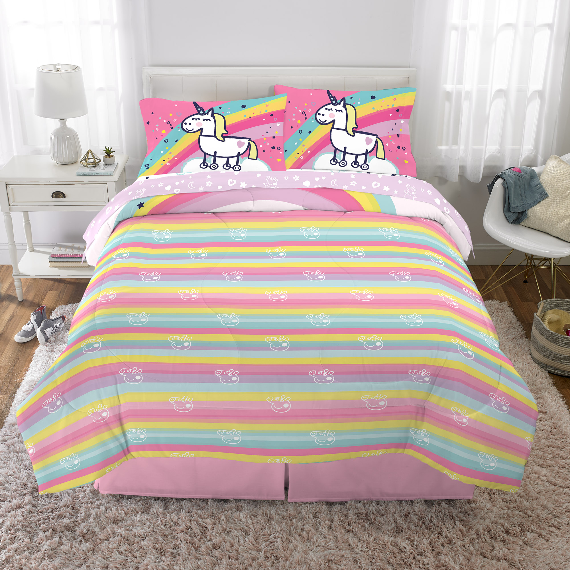 Peppa Pig Kids Full Sheet Set, Pink, Hasbro