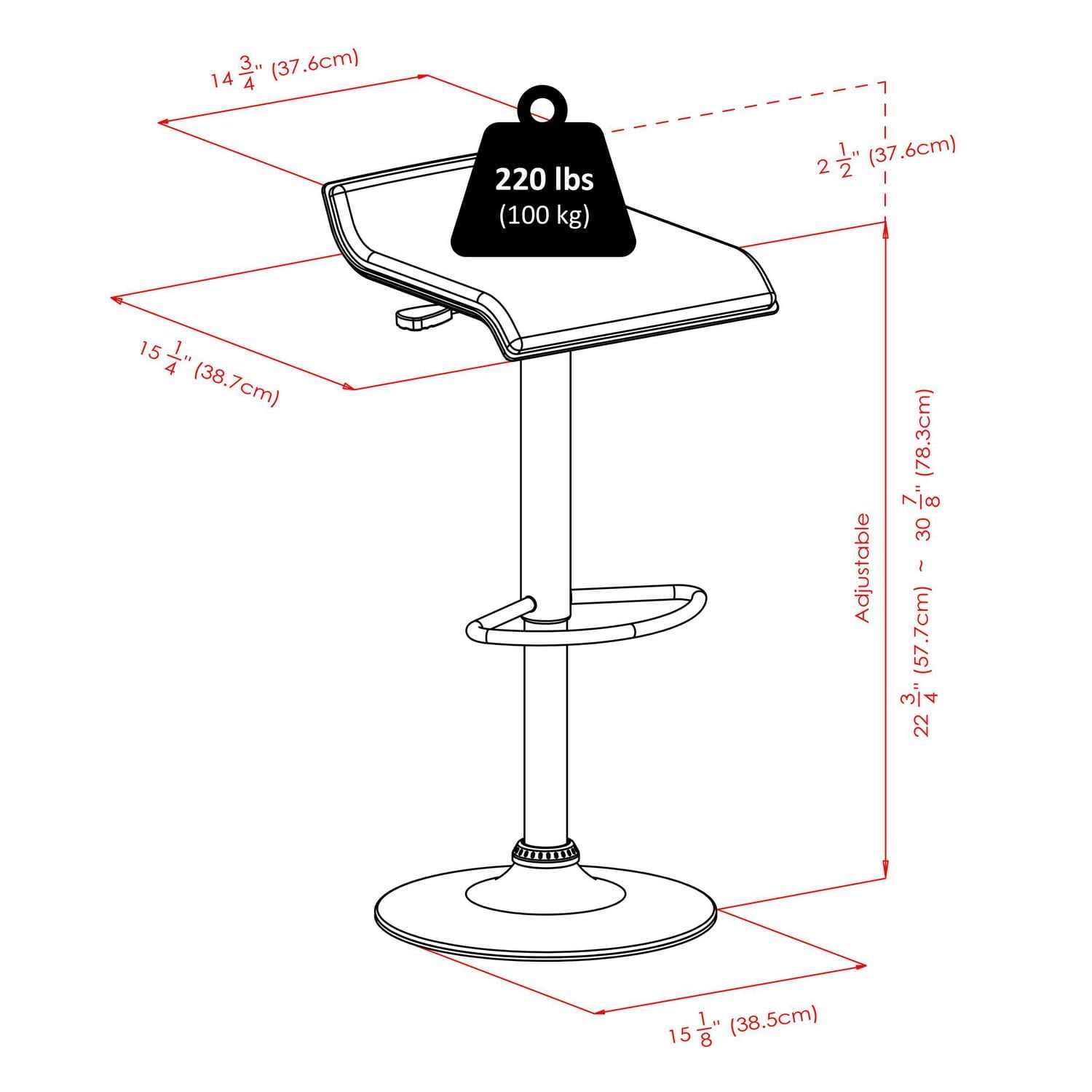 Winsome Obsidian Adjustable Swivel Stools, 2-Pc Set, Black