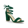 thumbnail image 1 of BLISSFUL STEP Sandales pour Femmes Unies d'Été à Talons Blocs à Lacets Vert 9, 1 of 8