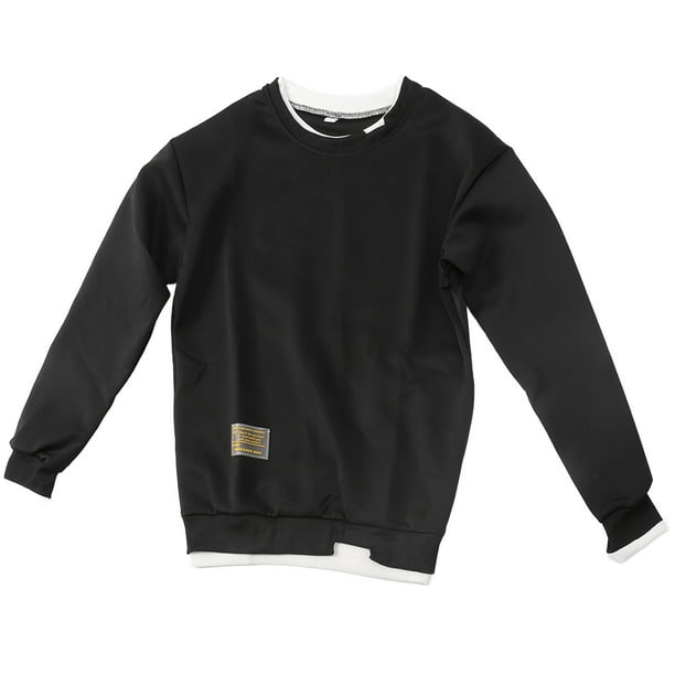 Sudadera para hombre Nikou de manga larga con cuello redondo color negro talla M