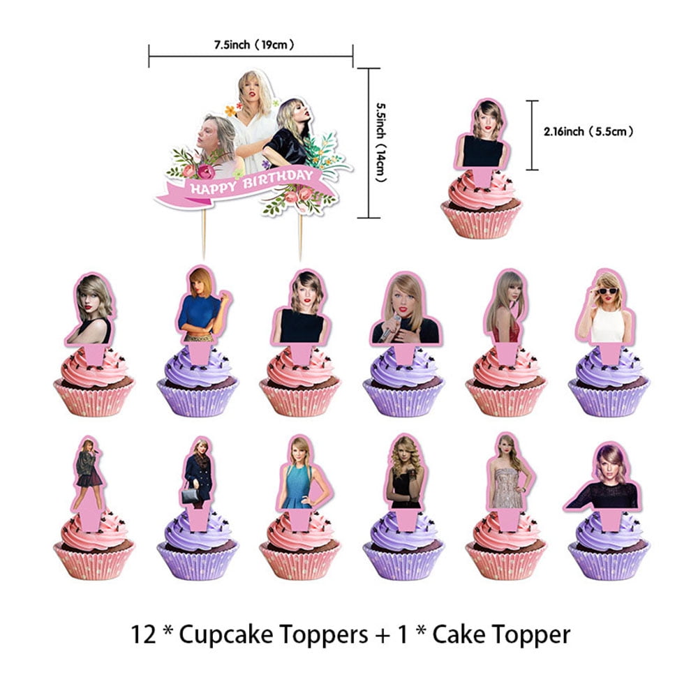 The Taylor Swift Party Decorations,Music Singer Birthday Party Supplies  Includes Banner - Cake Topper - 12 Cupcake Toppers - 18 Balloons-50 Singer