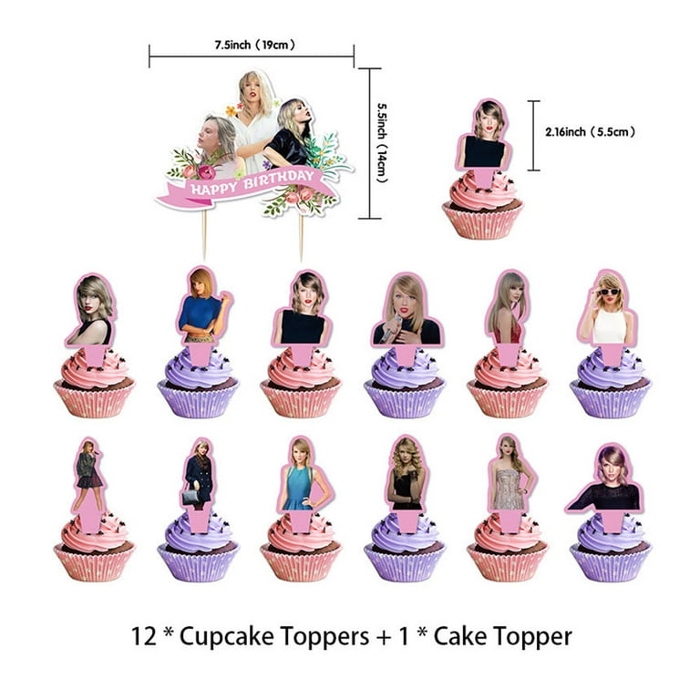 Celebrate Birthday Party Taylor Swift Style - Party Decorations Including  Banner, Balloons, Cake Topper, and Cupcake Toppers