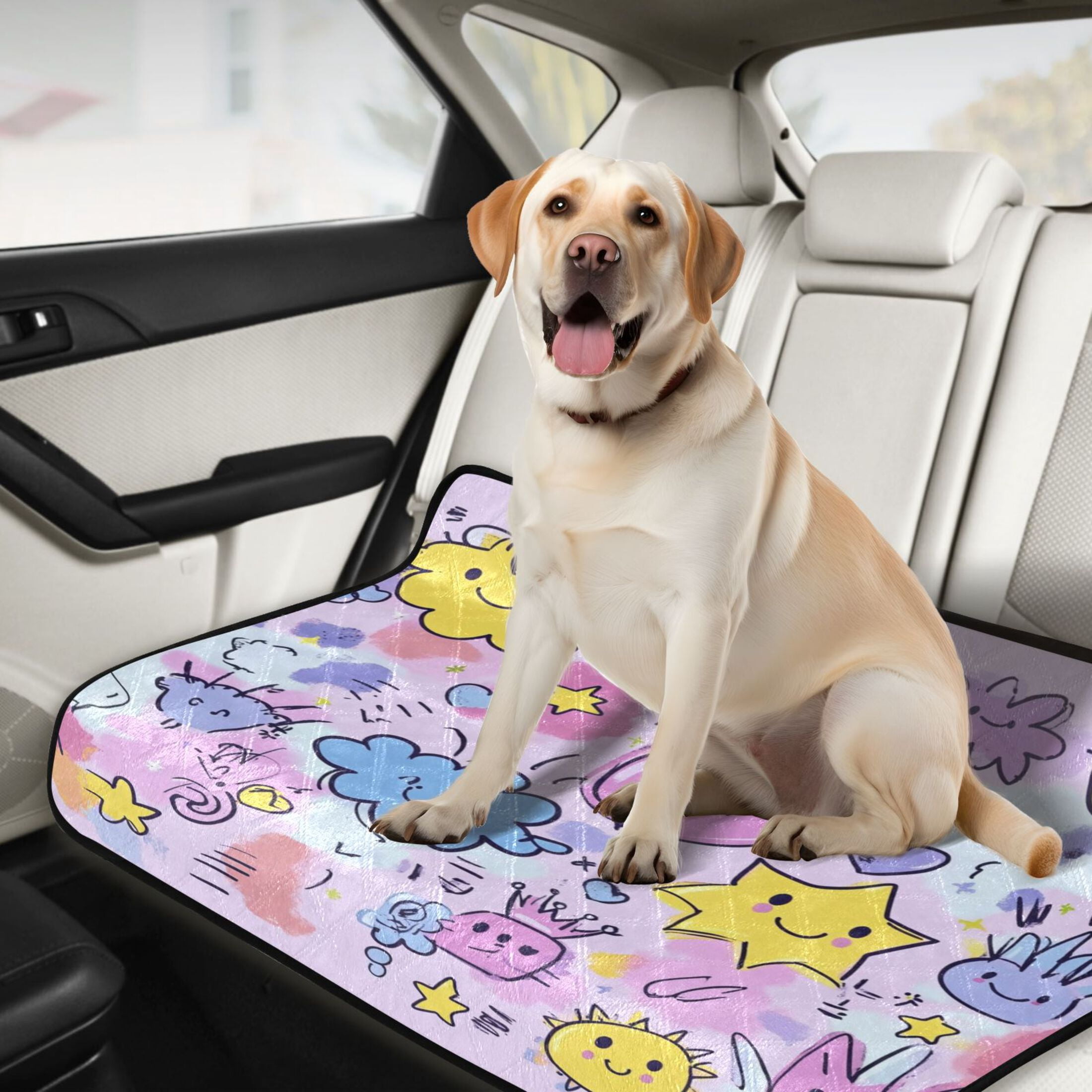 Qxltty Graffiti Elements Pattern Cat litter Pads Pet Set of 2 Diaper Mats Center Anti-leakage Layer Absorbent Soft and Comfortable