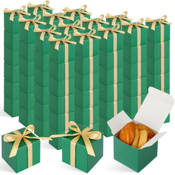 Favor Boxes Jutom, 100 unidades, extra pequeñas, color verde caramelo, con cinta