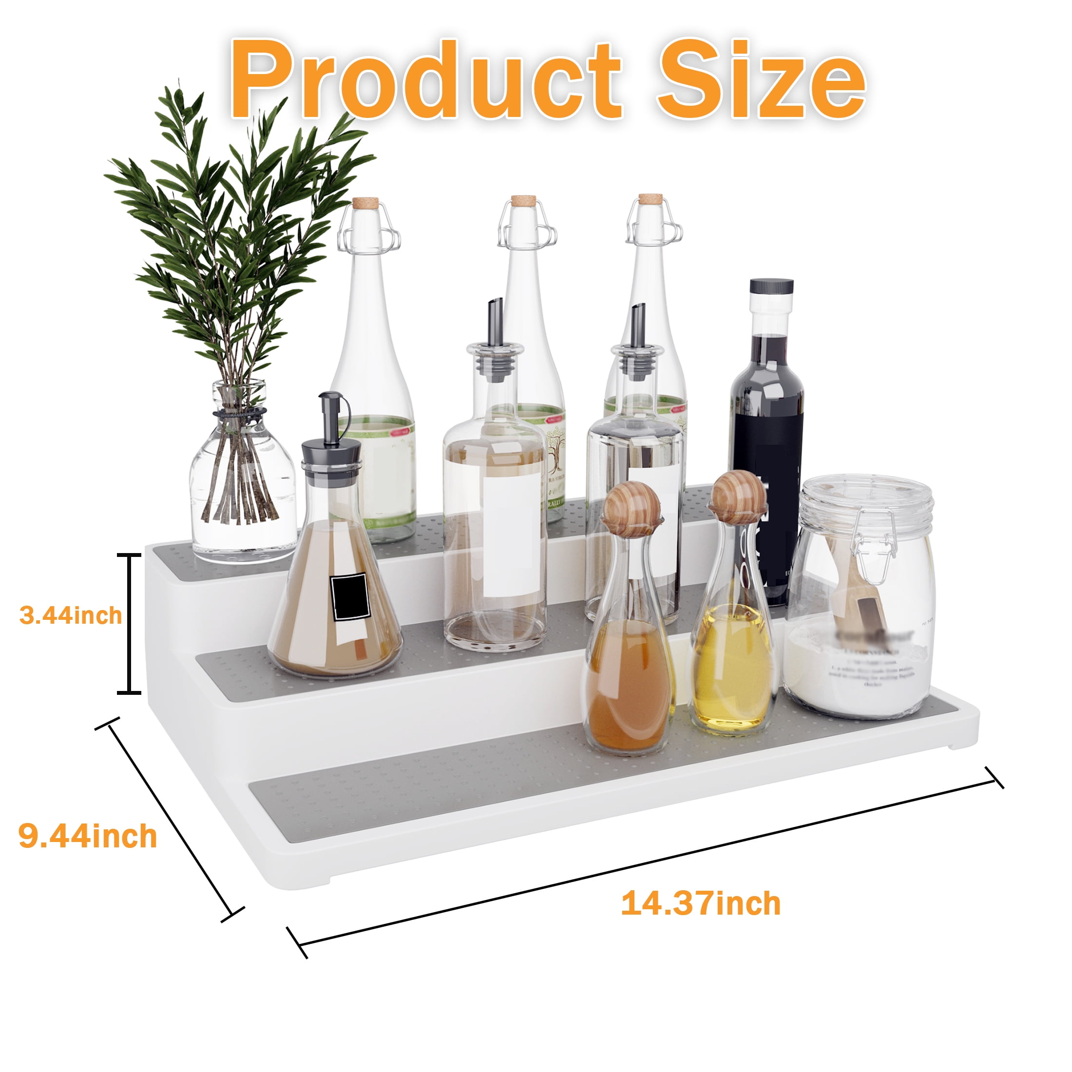 Spice Rack Organizer , 3-Tier Non-Skid Spice Rack, Spice Rack Organizer for Pantry Cabinet, Kitchen Countertop Storage Organizer, Multi-functional Countertop Storage for Kitchen Bathroom Desk