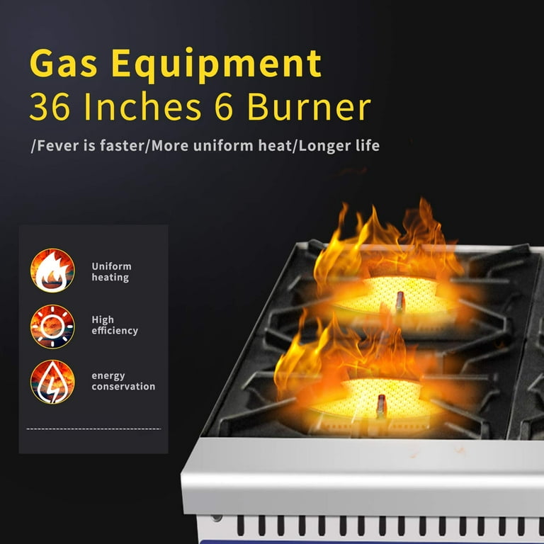 KICHKING 6 Burners GAS Stove, Commercial Hot Plate, Wok Countertop Commercial Range, 168000 BTU KICHKING