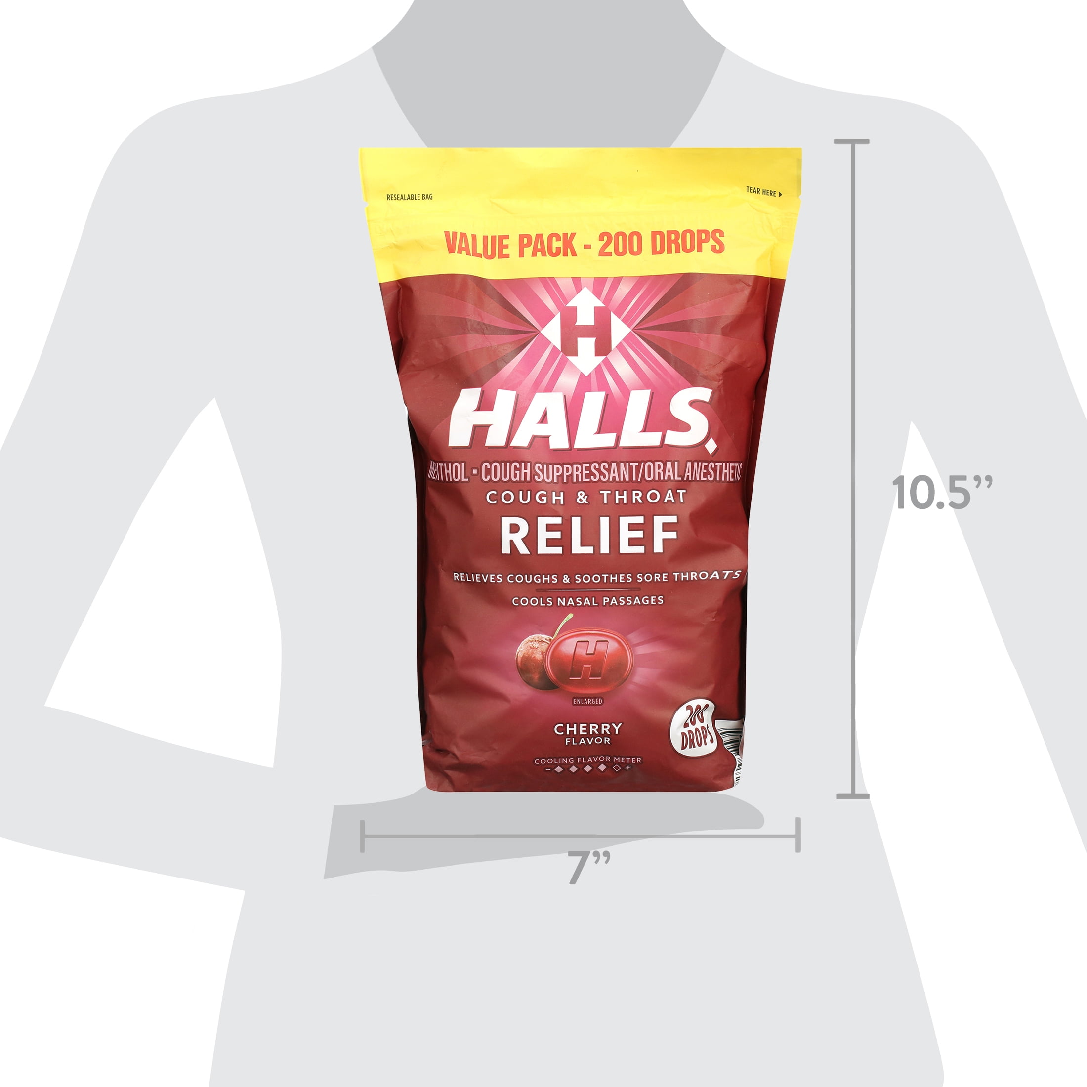 Halls Cough Suppressant/Oral Anesthetic Cough Drops - Cherry (200 Count)