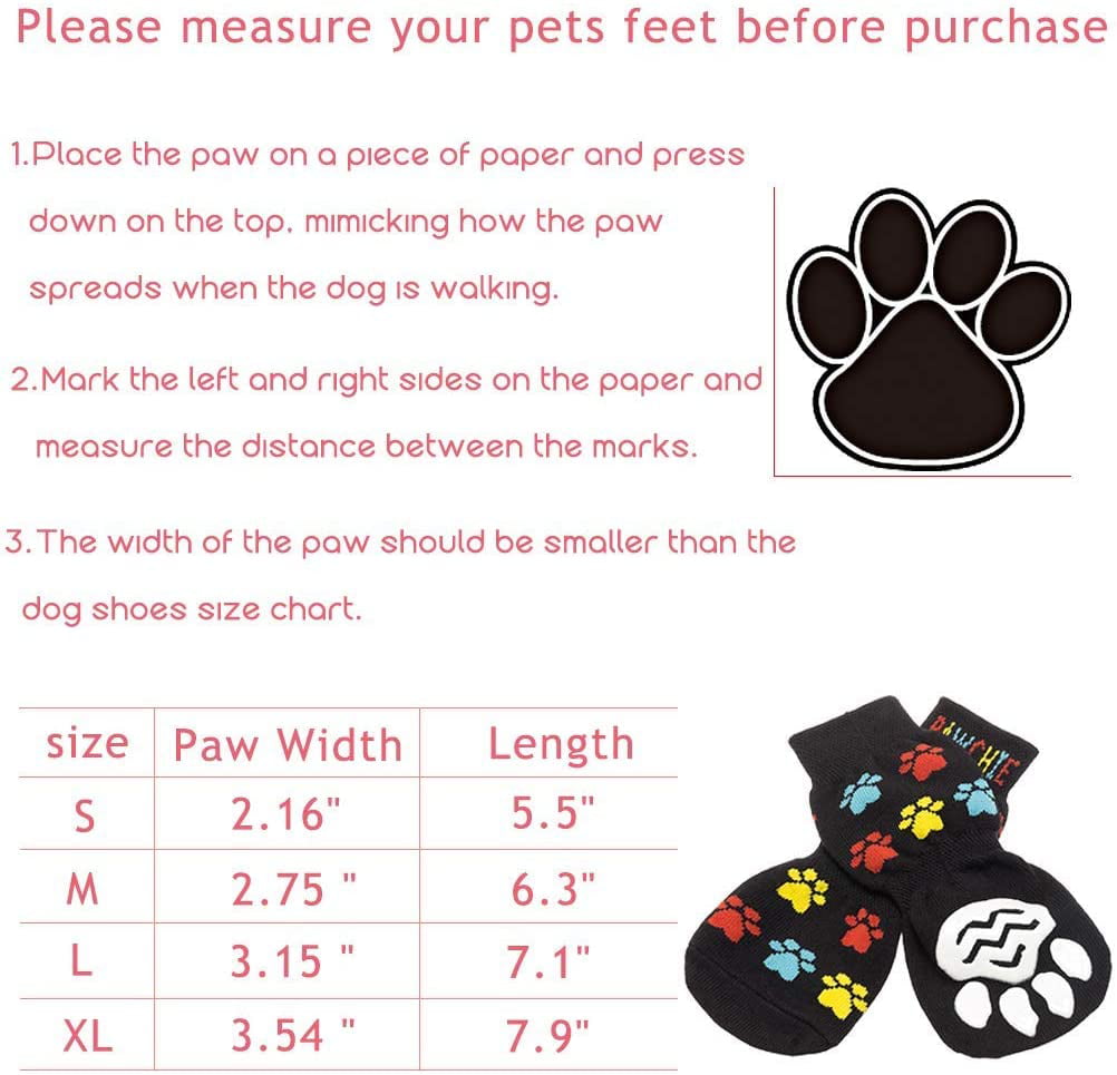 PAWCHIE Anti-Slip Dog Socks for Hardwood Floors Indoor Wear Pet Paw Protection for Injured Paw 