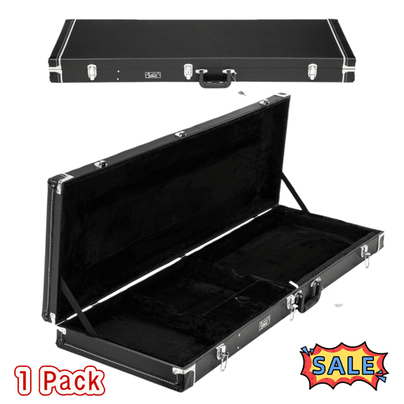 Tcbosik Lockable Hard-Shell Case for Electric Bass Guitars, Black