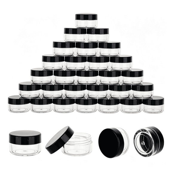 ACDANC 50 Count 5 Gram Sample Containers, Clear Lip Balm Jars | Small Travel-Size Jars, Secure Screw Lids, Reusable Storage for Lip Balm, Cream, Lotion, and Samples
