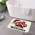 thumbnail image 3 of SPXUBZ Non Slip Flannel Floor Mat Santa Hat Paw Print Welcome Design for Bathroom Kitchen Bedroom Decor 16x24 inch, 3 of 5
