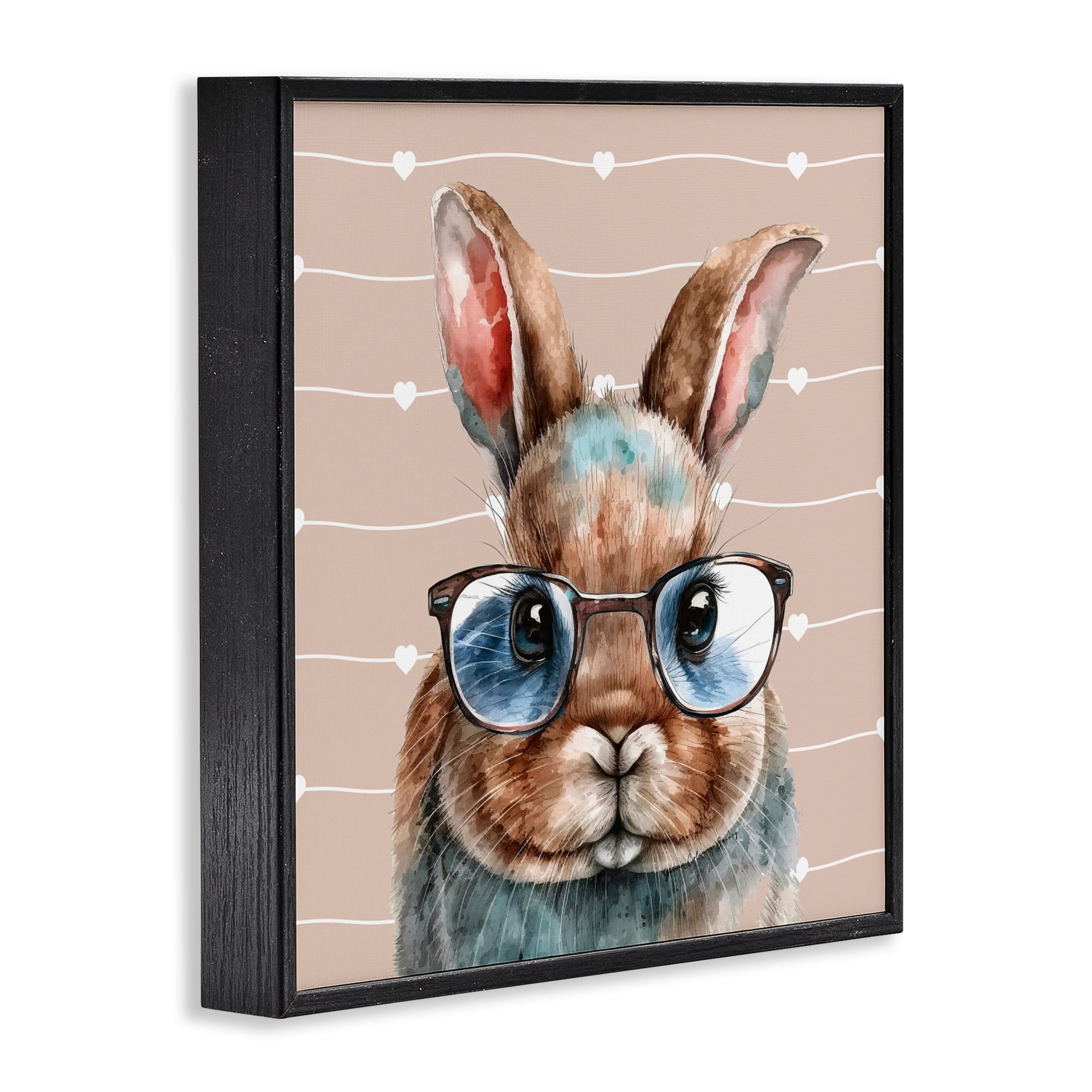 Stupell Industries Buster Rabbit with Specs Black Framed Giclee Art, design by Yvonne Coleman Burney