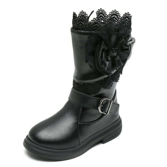 DADAWEN Toddler girl Boots with Zipper and Bow Black size 1.5 little kid