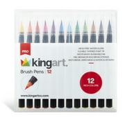 Kingart Real Brush Watercolor Pens, Set of 12 Unique Colors, All Ages