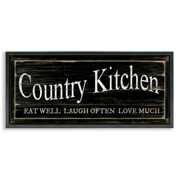 Stupell Industries Rustic Country Kitchen Typography Painting Black Floater Framed Canvas Art Print Wall Art, 25 x 11