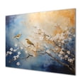 thumbnail image 2 of Designart "Gold and blue birds on floral tree In Blue and White"Bird Metal Wall Art Blue Modern Office Room Wall Art, 2 of 6