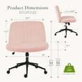 thumbnail image 5 of MCQ Armless Office Chair, Adjustable Height and Ergonomic Design, Teddy Fabric - Pink - With Wheels, 5 of 6